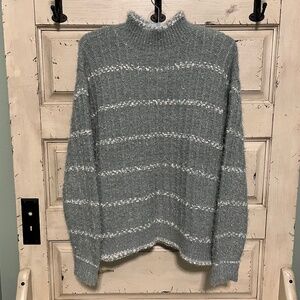Ophelia Roe Sage Green/ Silver Eyelash Pullover Sweater Size XL